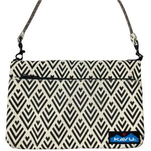 KAVU Black & White Zig Zag Aztec Print Crossbody Slingaling Fold Over Bag EUC